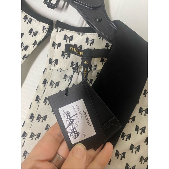 MAJE NWT Istel Bow-Print Jumpsuit - Ecru, Size Maje 40 / US Large, MSRP $375 - Picture 11 of 16